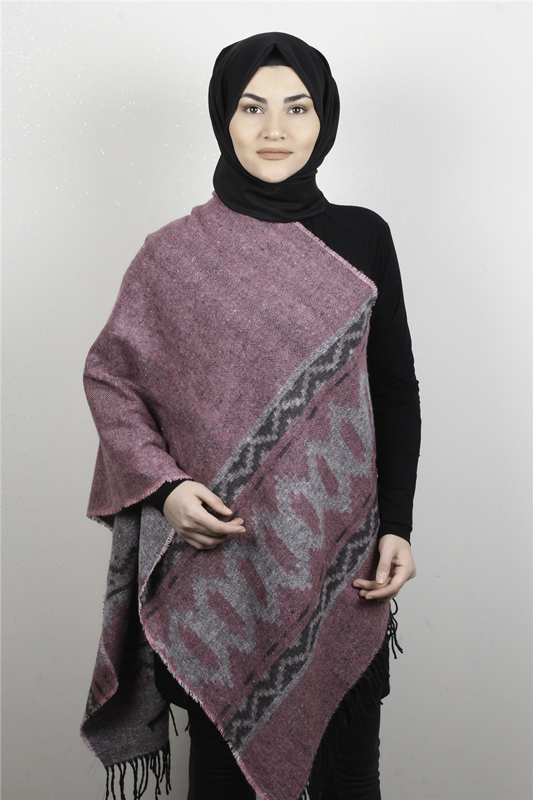 Geniş Omuz Şalı 5220-79 Pembe 