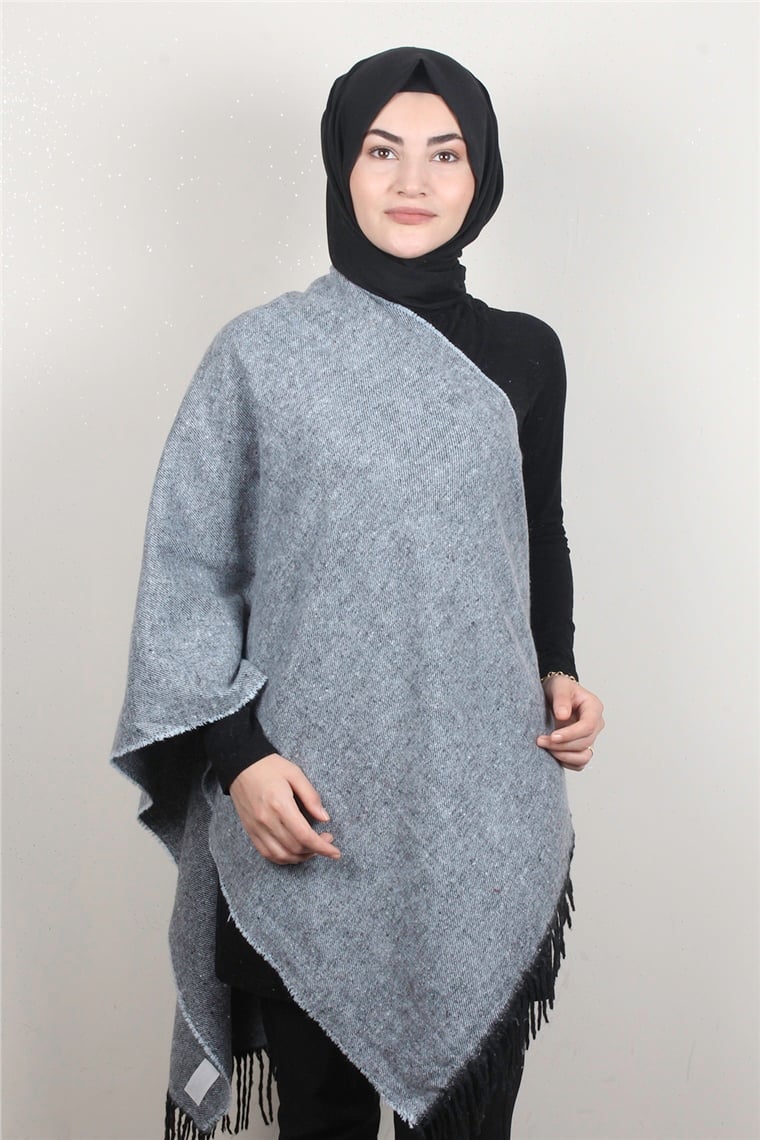 Geniş Omuz Şalı 5220-85 Buz Mavisi