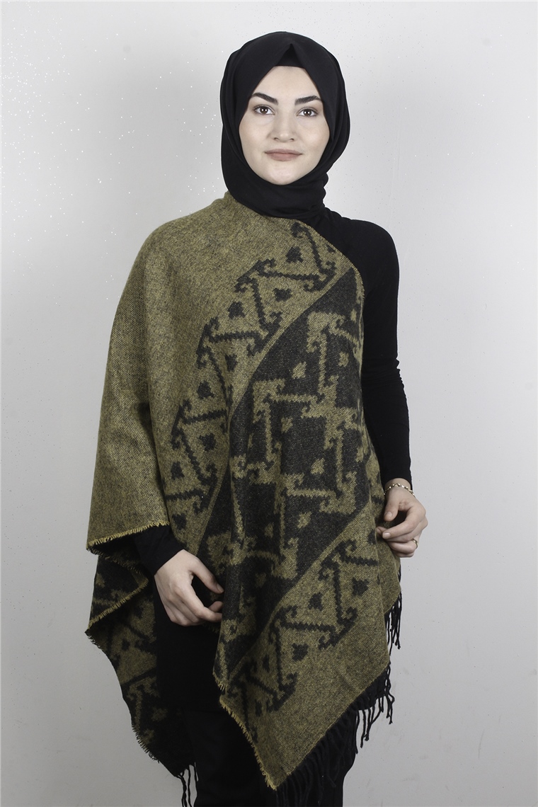 Geniş Omuz Şalı 5220-91 Sarı