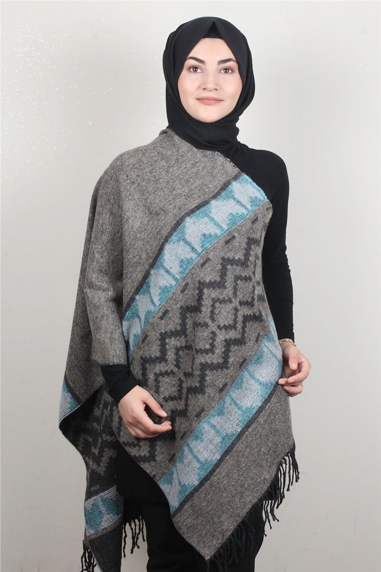 Geniş Omuz Şalı 5220-92 Duman