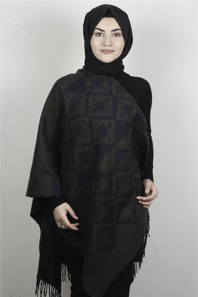 Geniş Omuz Şalı 5220-97 Haki