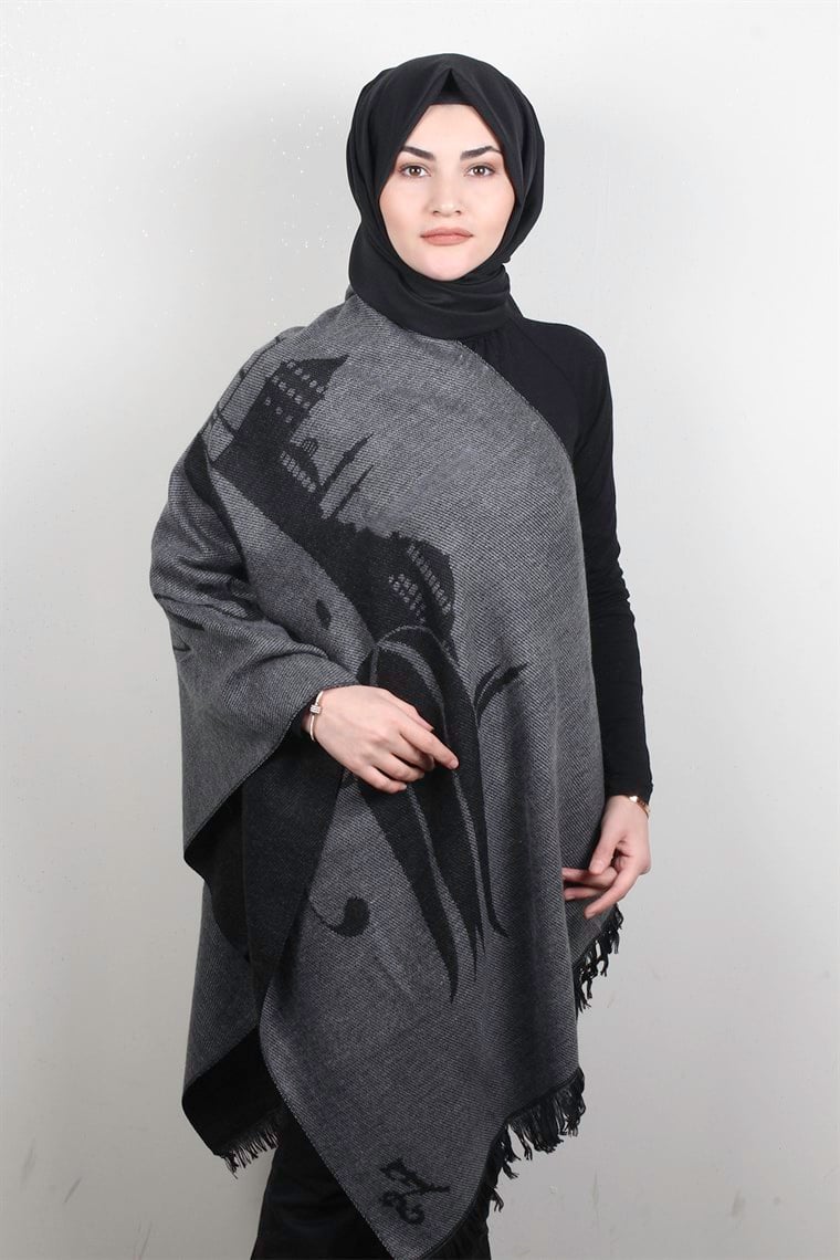 Geniş Omuz Şalı 52220-47 Füme