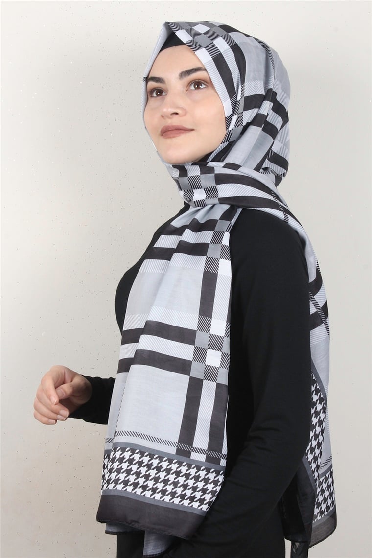 Gloria Soft Şal 2733-2 Ekose Siyah-Gri
