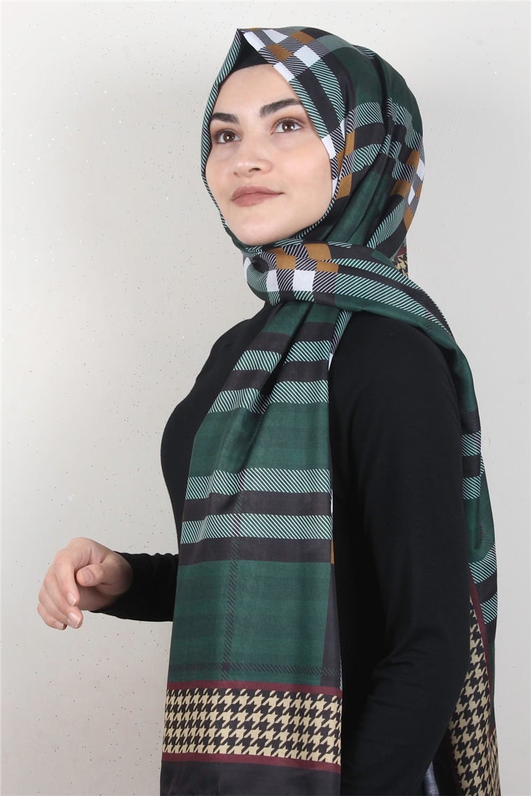 Gloria Soft Şal 2733-5 Ekose Yeşil 