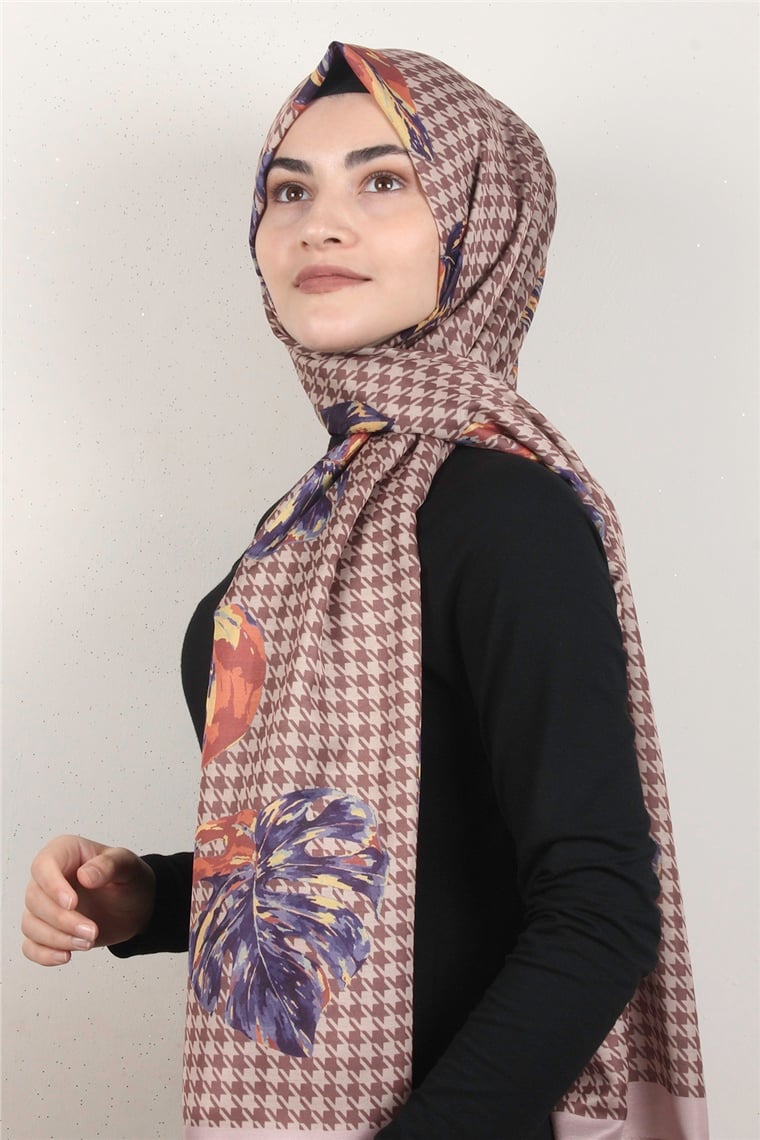 Gloria Soft Şal 2736-1 Kaz Ayağı Pudra