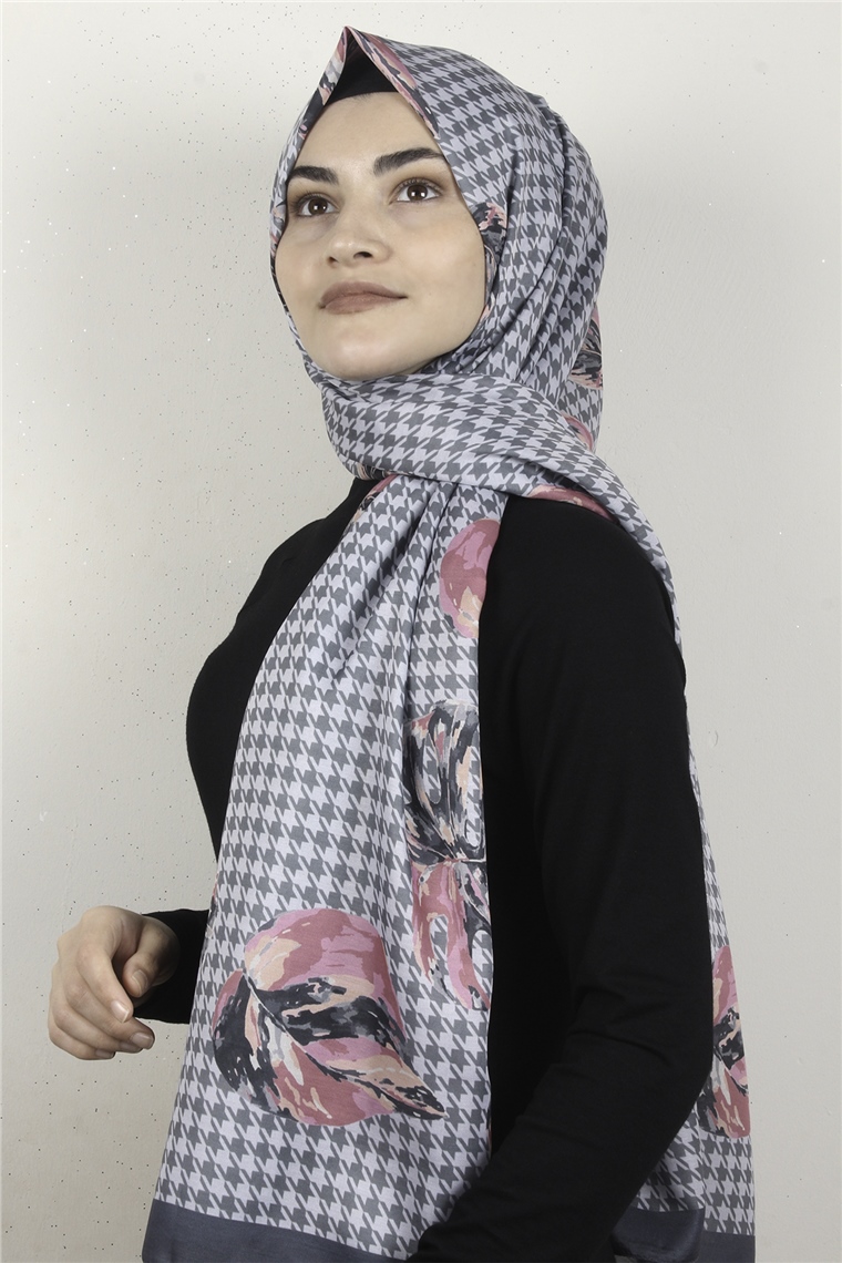 Gloria Soft Şal 2736-3 Kaz Ayağı Füme