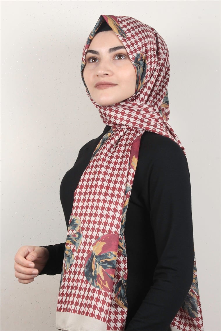 Gloria Soft Şal 2736-5 Kaz Ayağı Bordo