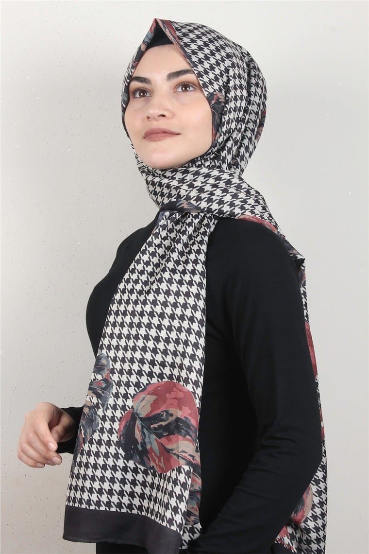 Gloria Soft Şal 2736-6 Kaz Ayağı Siyah