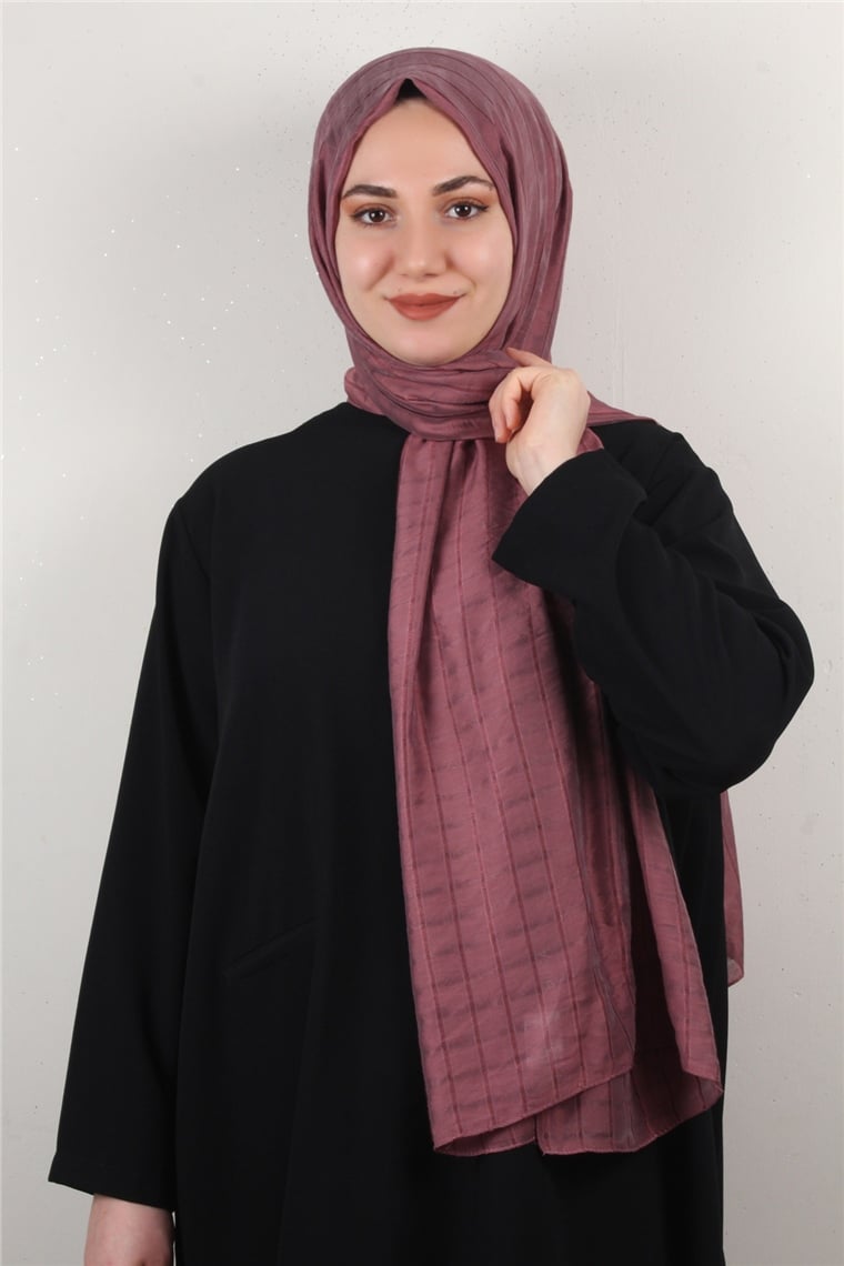 İnce Kareli Şal 2580-47 Gül Kurusu