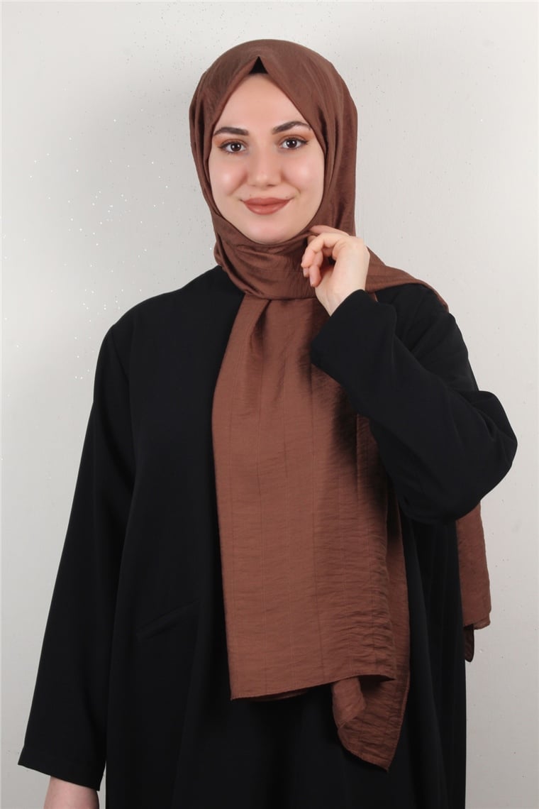 İnce Kareli Şal 2580-54 Kahverengi
