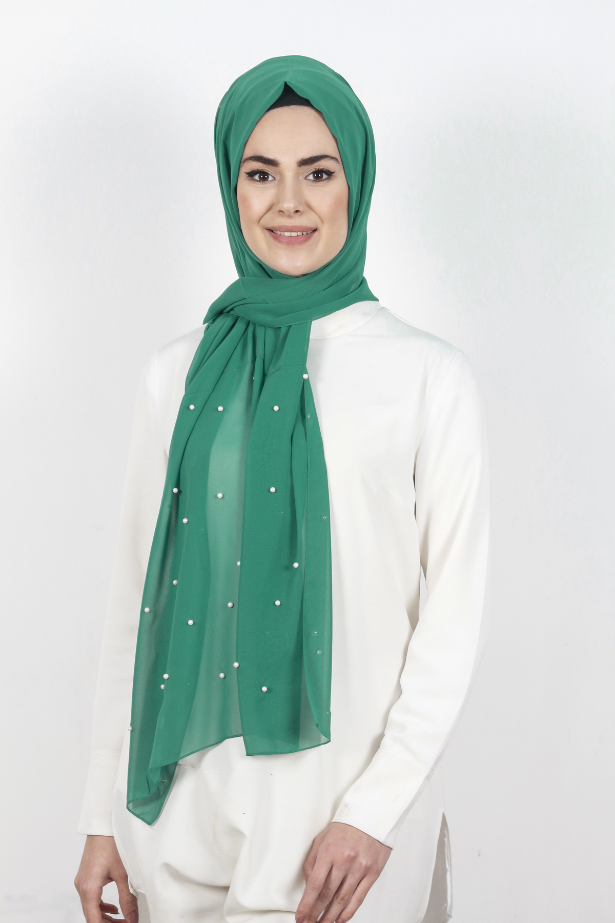 İncili Krep Şal 2810-10 Turkuaz