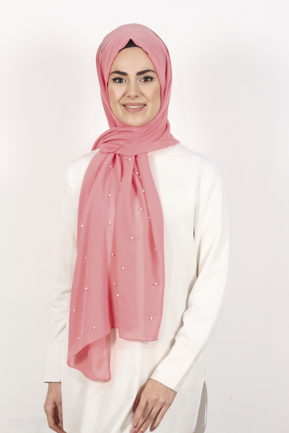 İncili Krep Şal 2810-22 Pastel Pembe