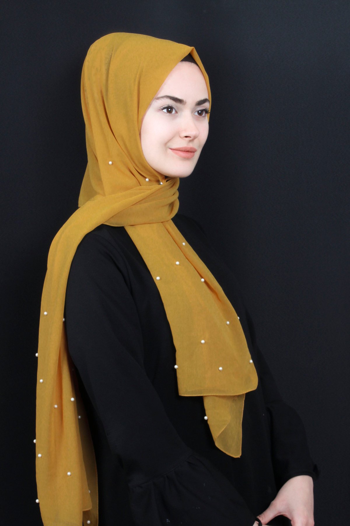 İncili Krep Şal 2810-4 Hardal