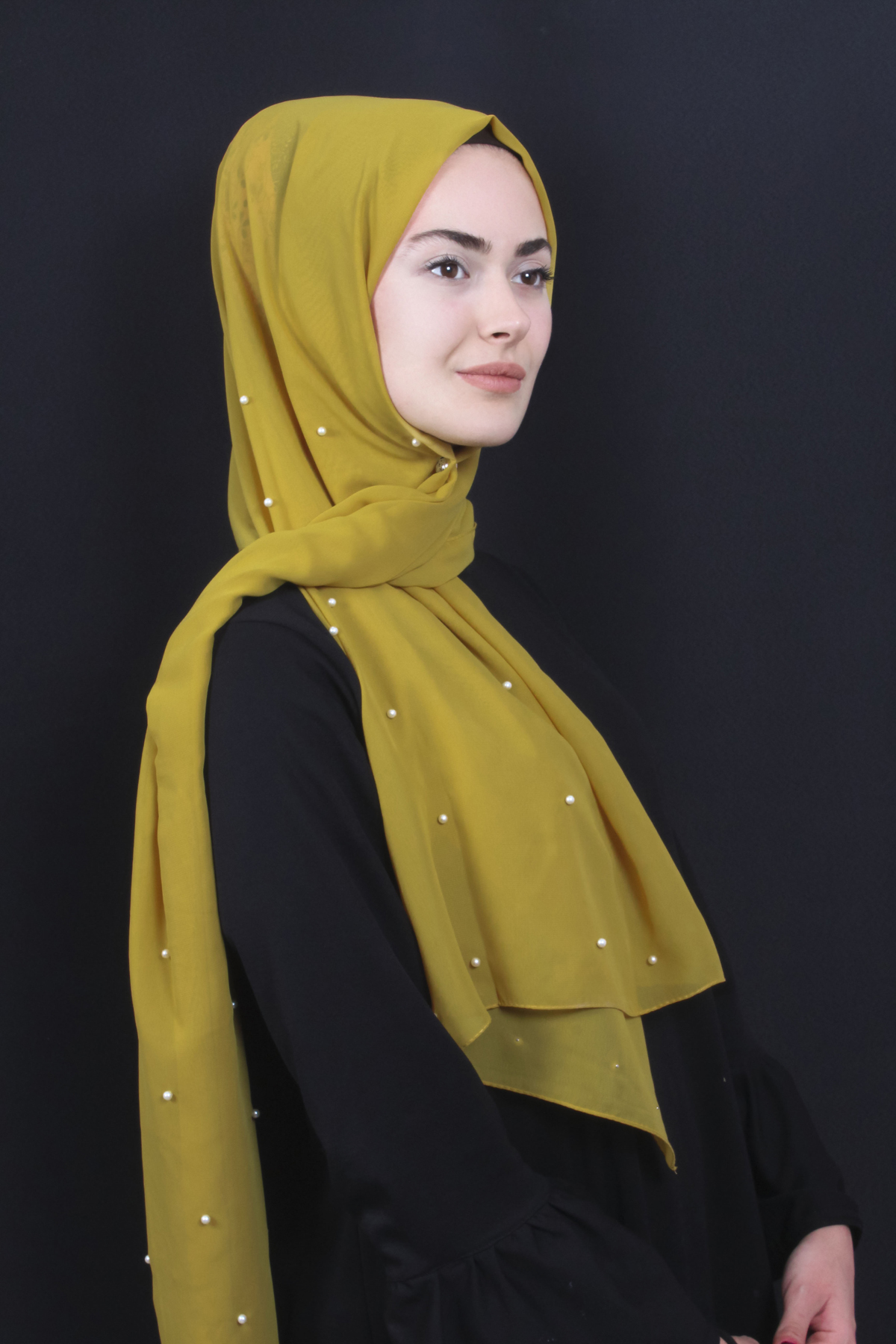 İncili Krep Şal 2810-9 Sarı