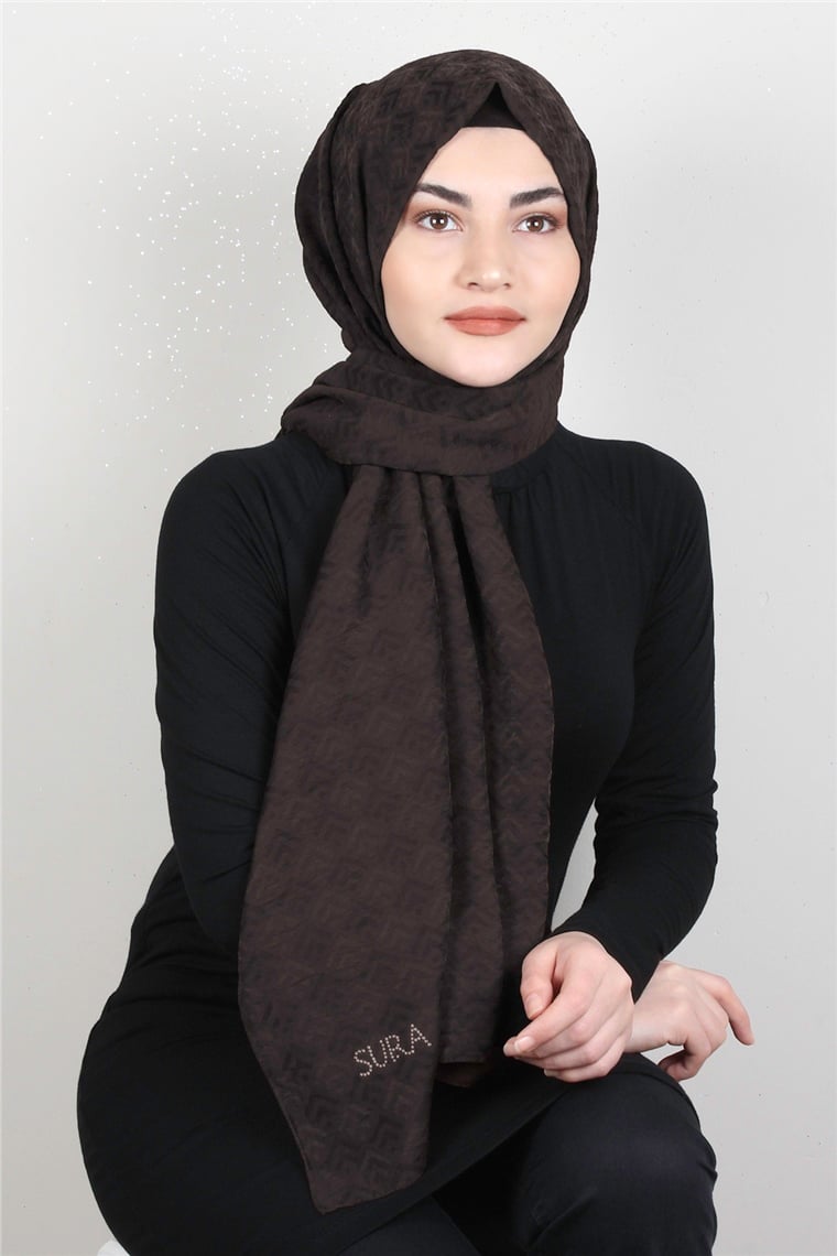 İpekli Lilyum Şal 2559-10 Kahverengi