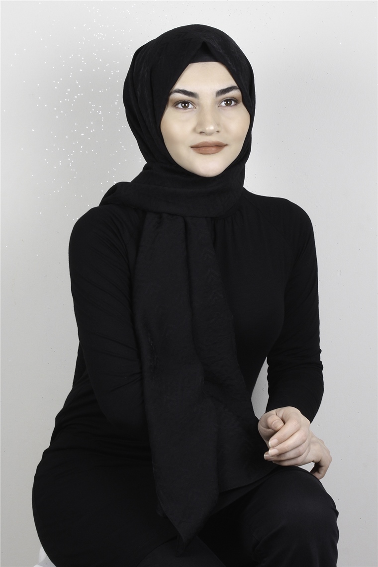 İpekli Lilyum Şal 2559-13 Siyah