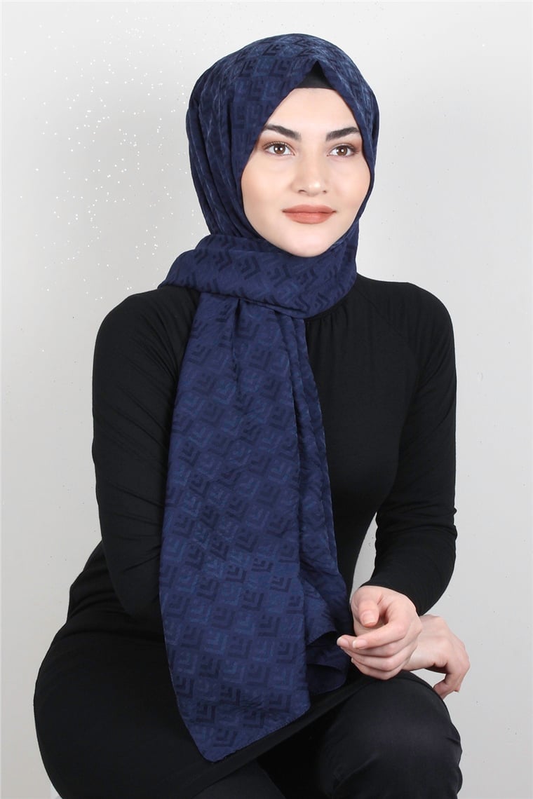 İpekli Lilyum Şal 2559-16 Lacivert