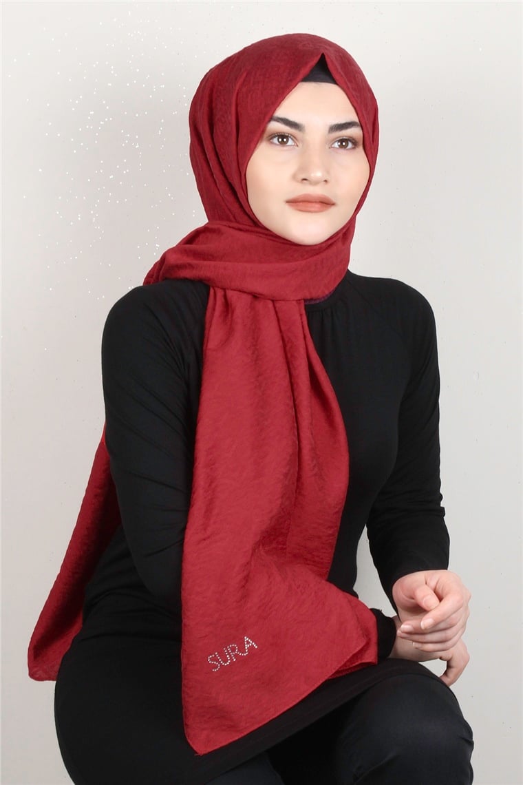 İpekli Lilyum Şal 2559-6 Kırmızı