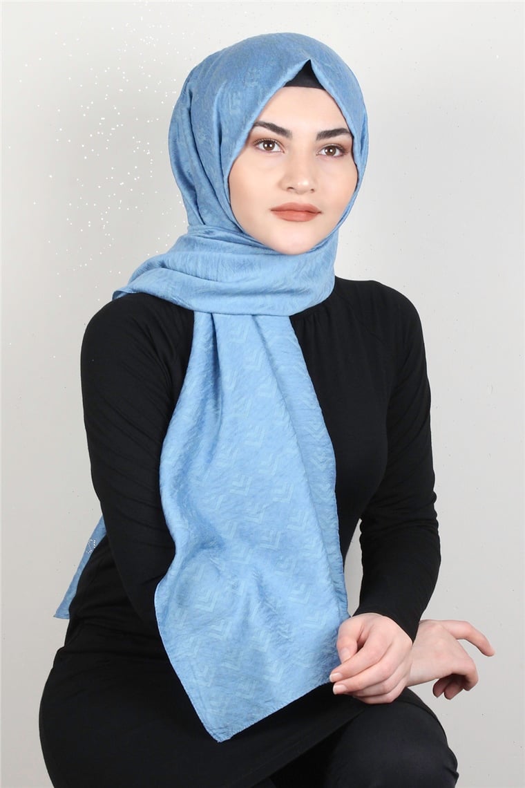 İpekli Lilyum Şal 2559-7 Açık Mavi