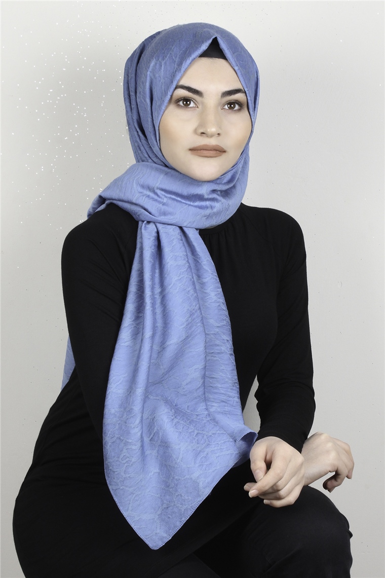İpekli Lilyum Şal 2560-11 Açık Mavi