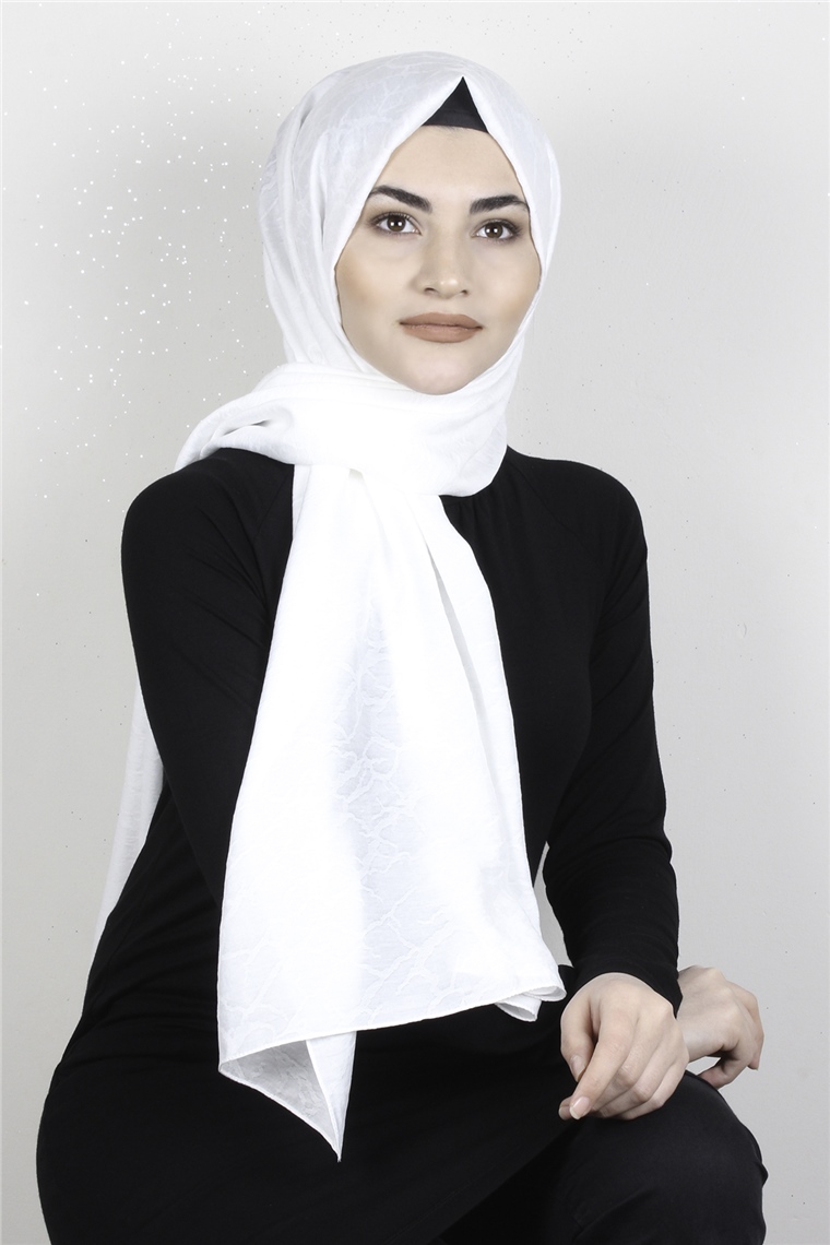 İpekli Lilyum Şal 2560-12 Kırık Beyaz 