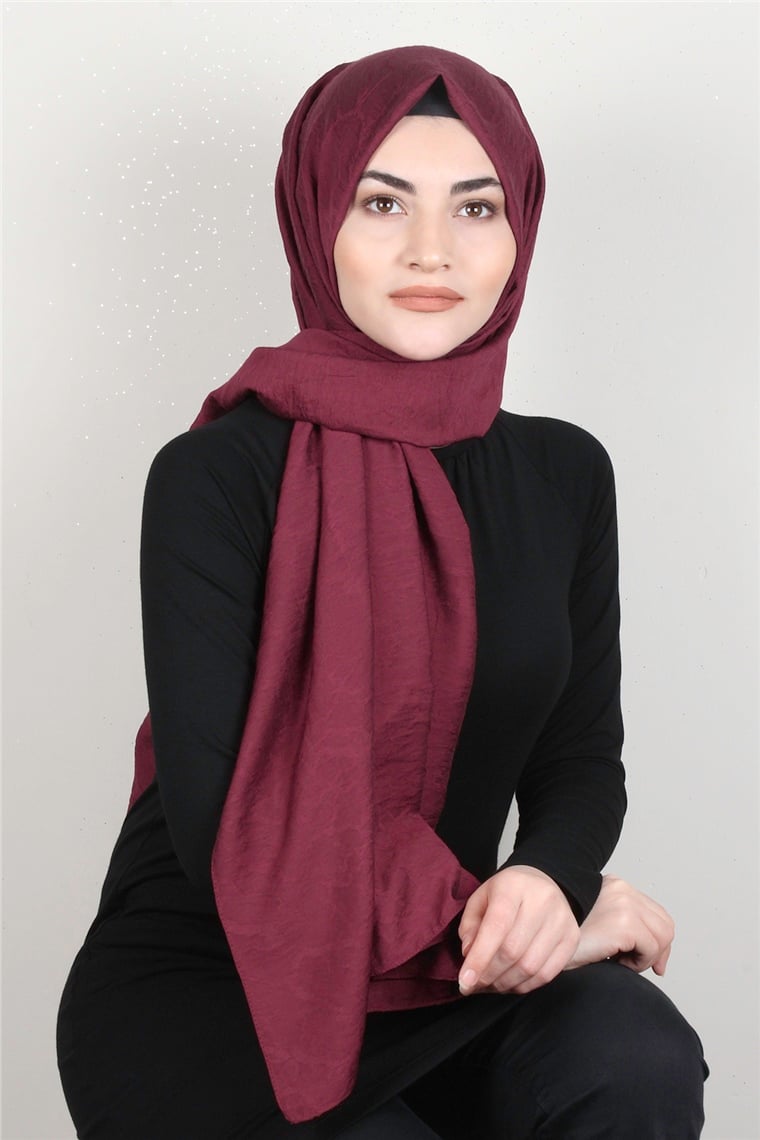 İpekli Lilyum Şal 2560-16 Bordo