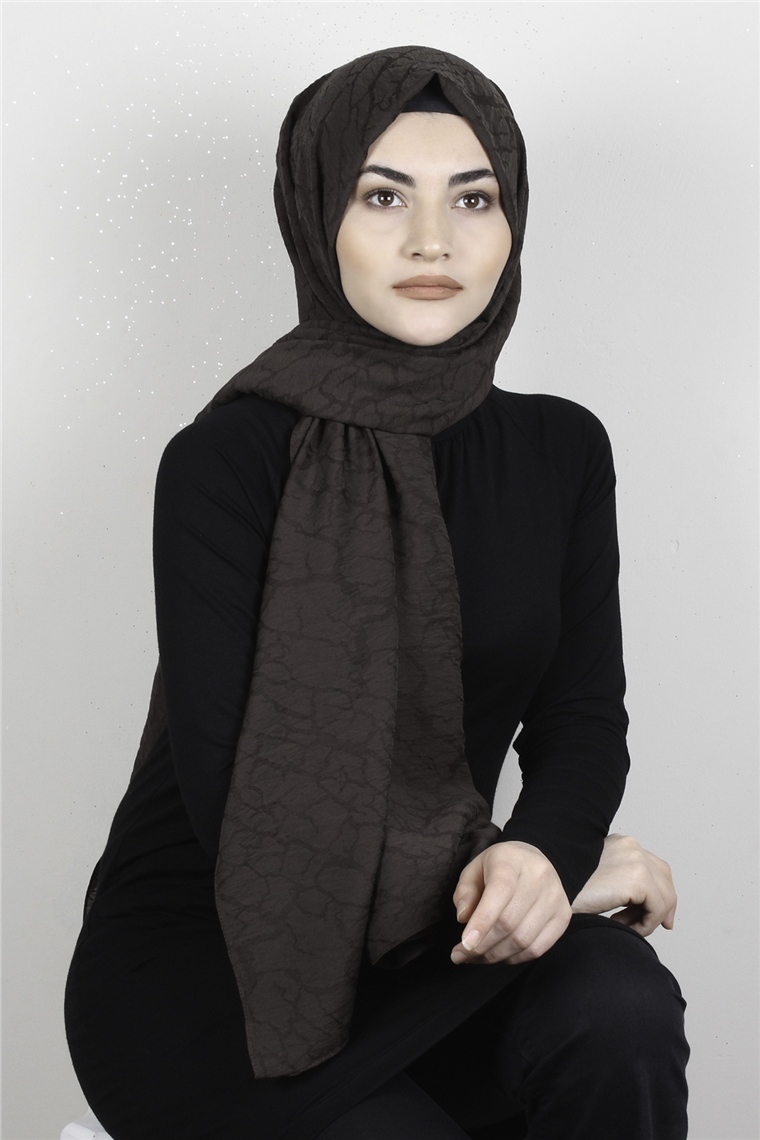 İpekli Lilyum Şal 2560-18 Kahverengi