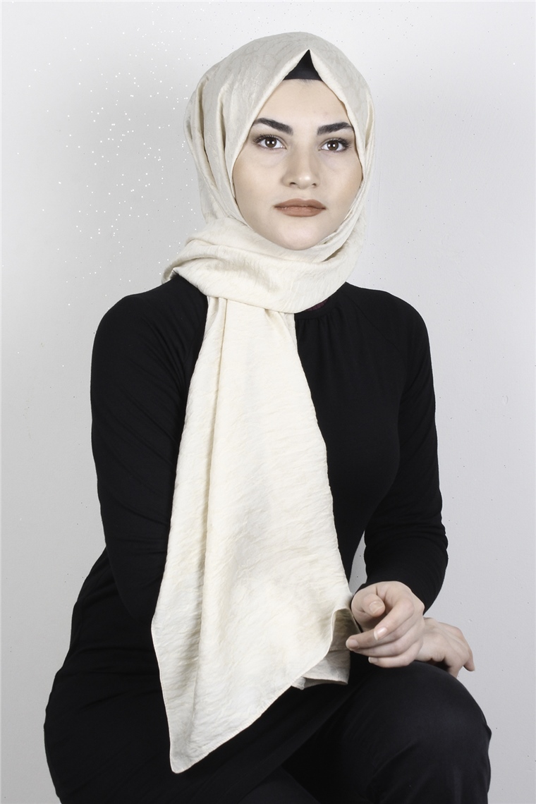 İpekli Lilyum Şal 2560-4 Krem