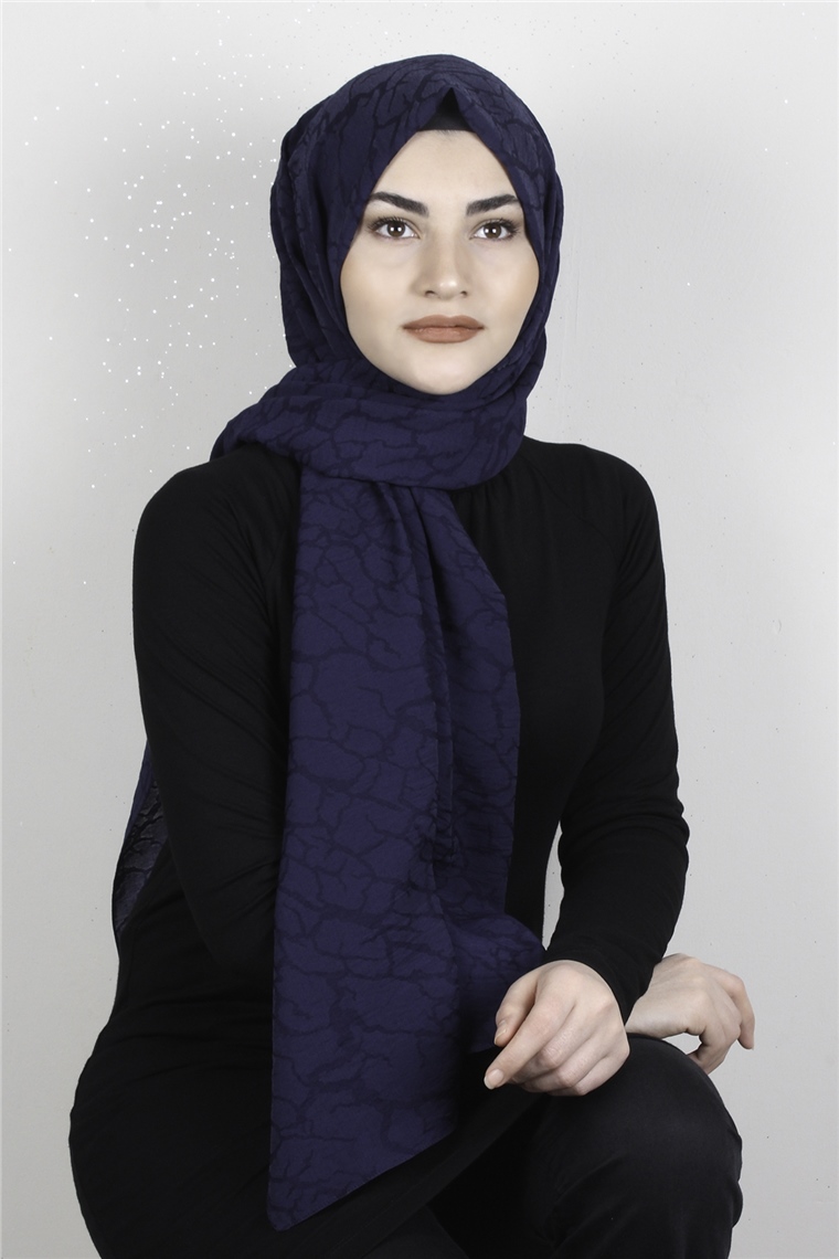 İpekli Lilyum Şal 2560-7 Lacivert