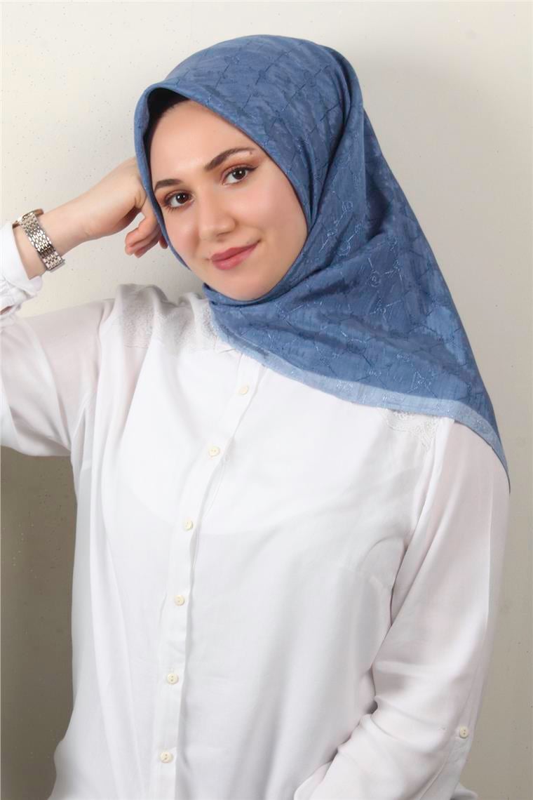 İpeksi Monogram Eşarp 8086-12 Açık Mavi