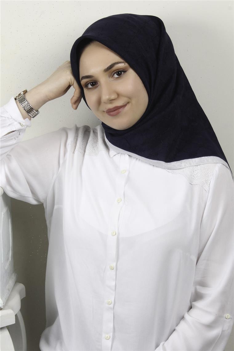 İpeksi Monogram Eşarp 8086-3 Lacivert