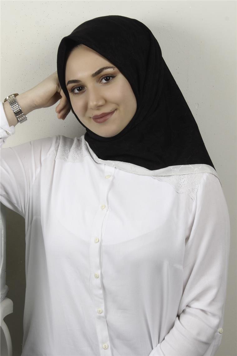 İpeksi Monogram Eşarp 8086-9 Siyah