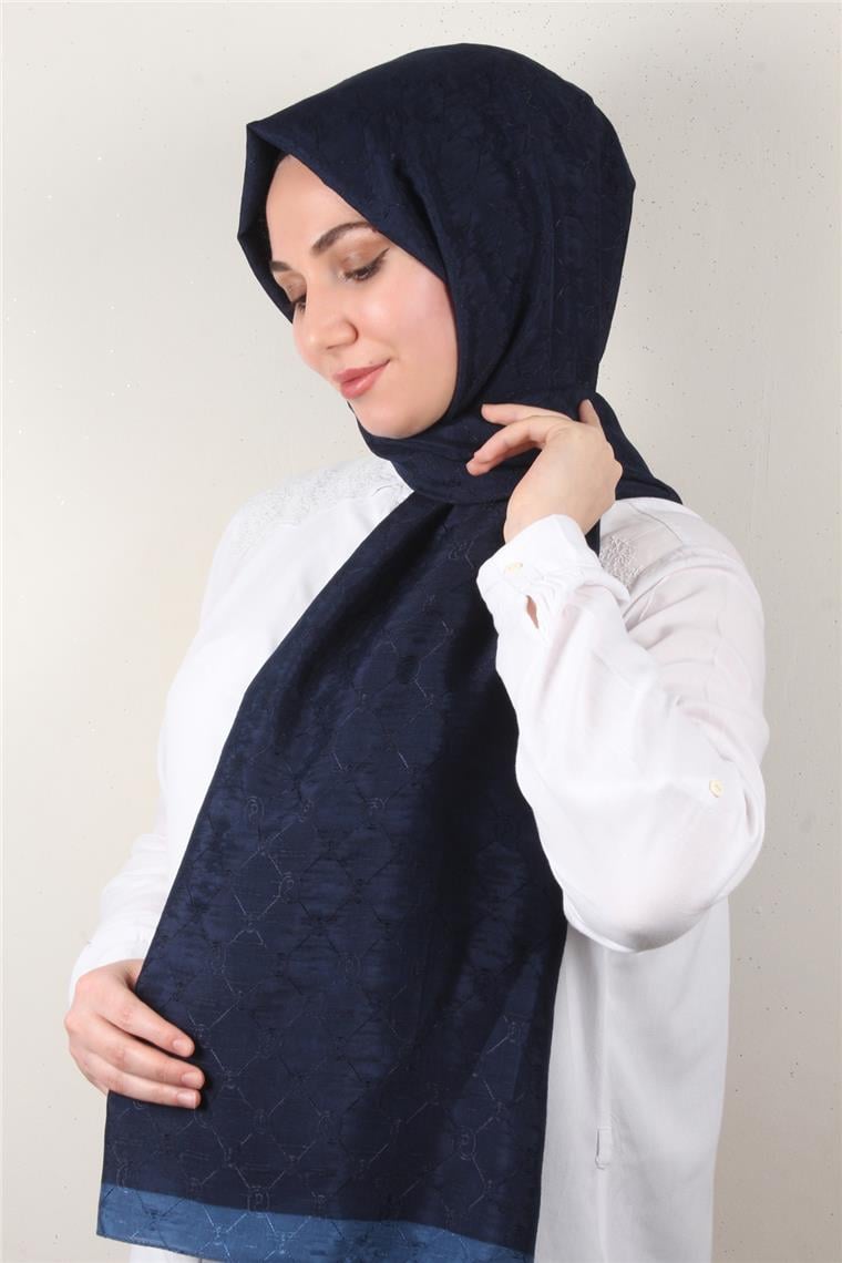 İpeksi Monogram Şal 2753-2 Lacivert