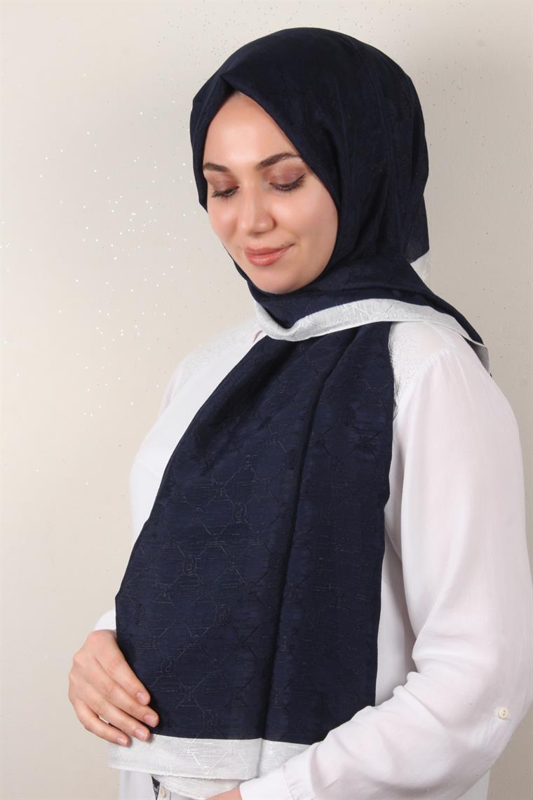 İpeksi Monogram Şal 2753-9 Lacivert