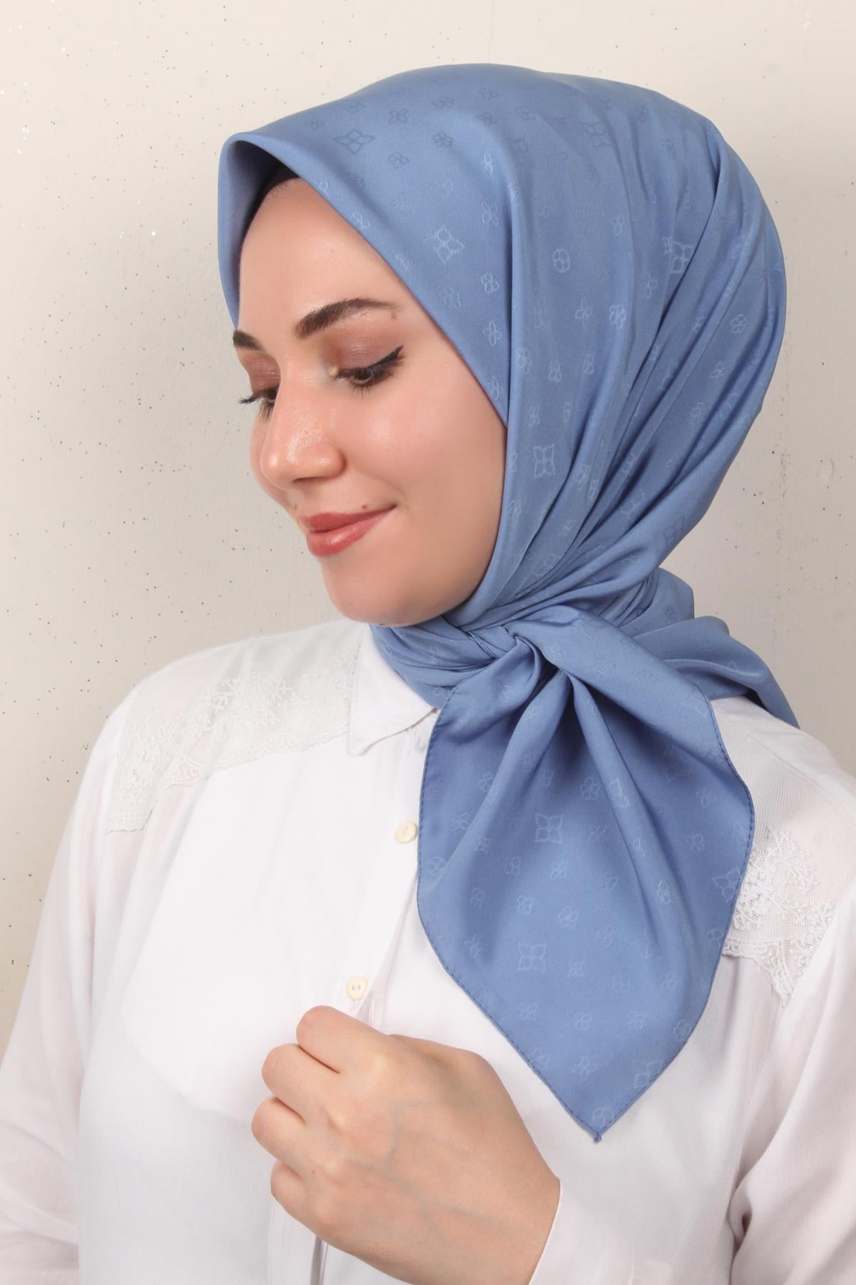 Jakarlı Icon Eşarp 2757-18 İndigo