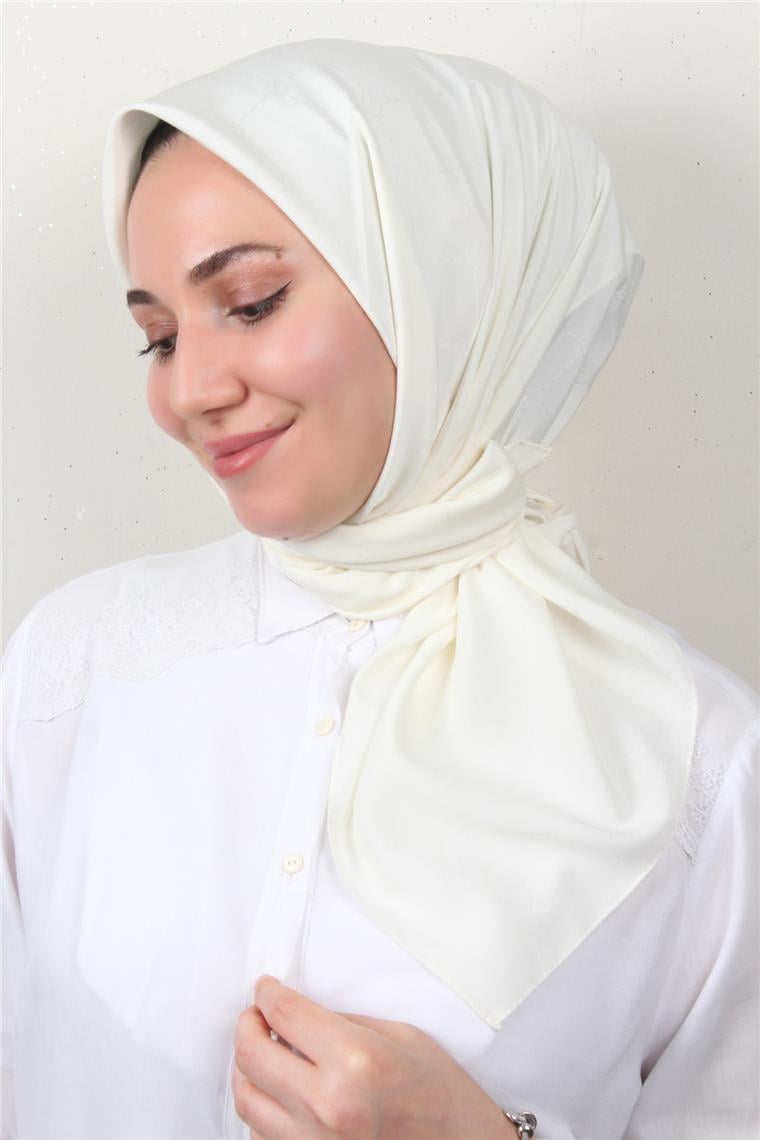 Jakarlı Icon Eşarp 2758-14 Ekru