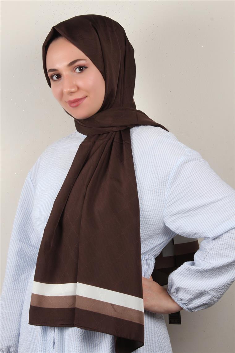 Jakarlı İcon Şal 3105-2 Kahverengi