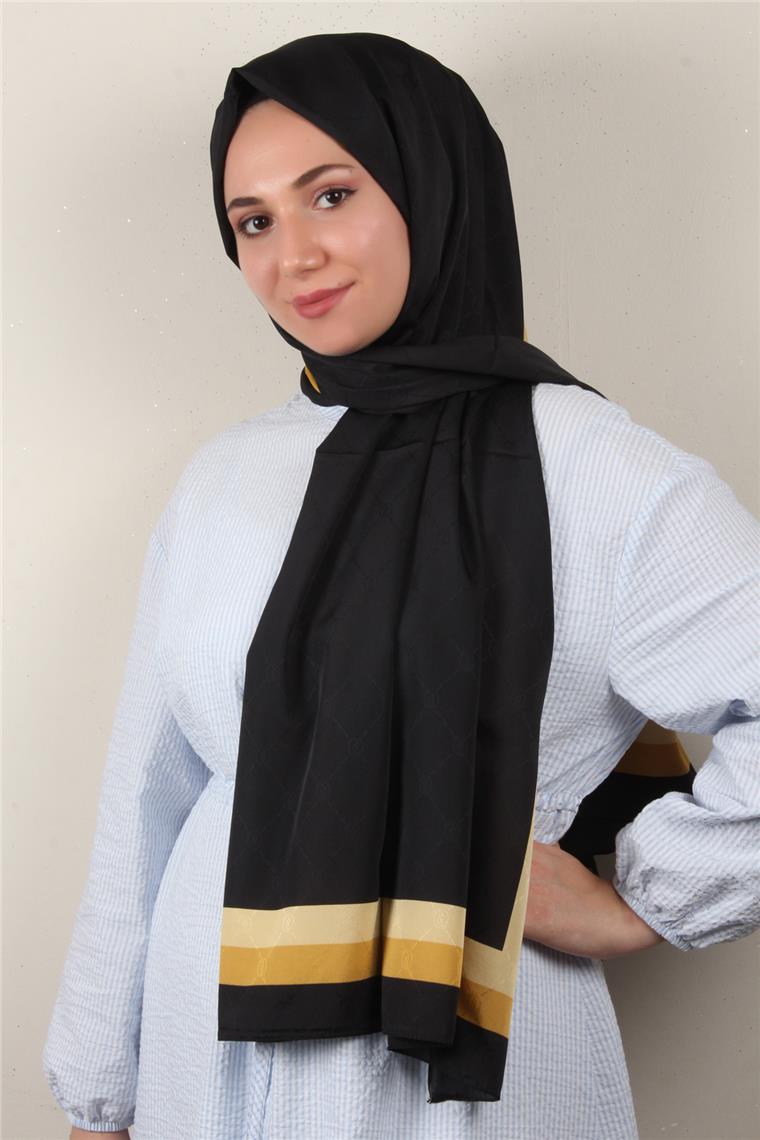 Jakarlı İcon Şal 3105-6 Siyah-Gold
