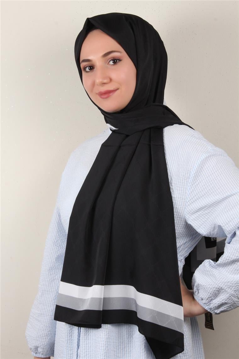 Jakarlı İcon Şal 3105-7 Siyah