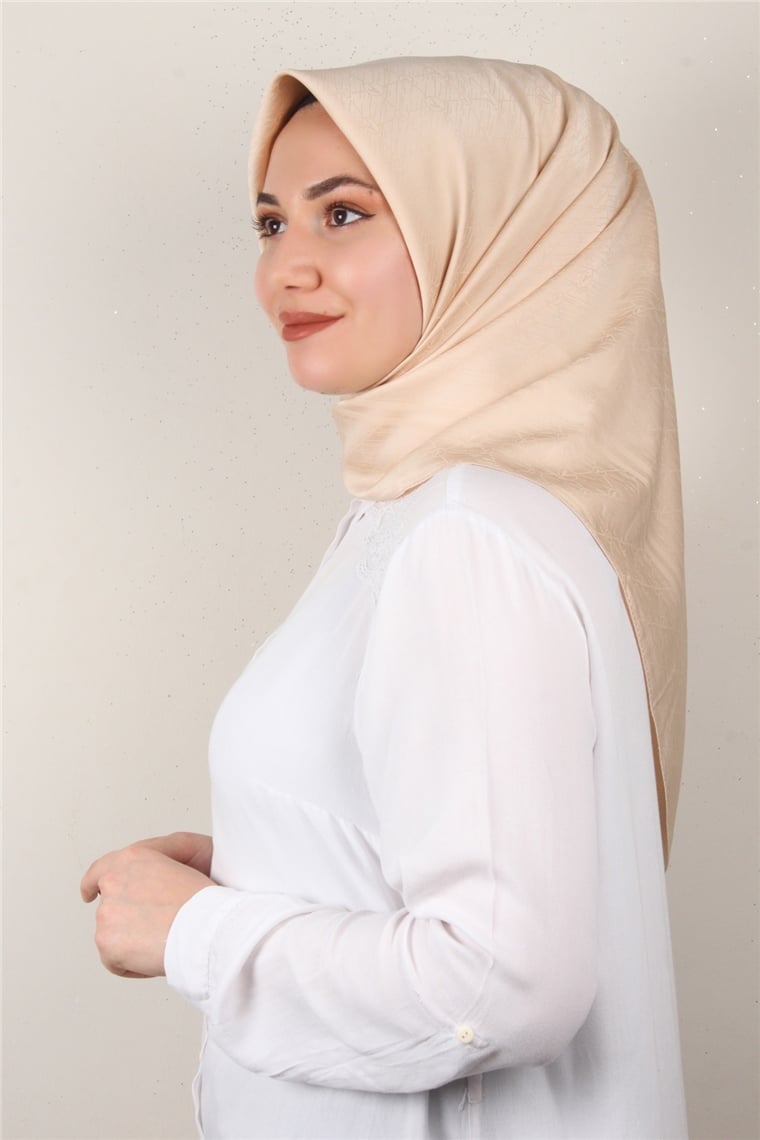 Jakarlı İpeksi Eşarp 3088-4 Bej
