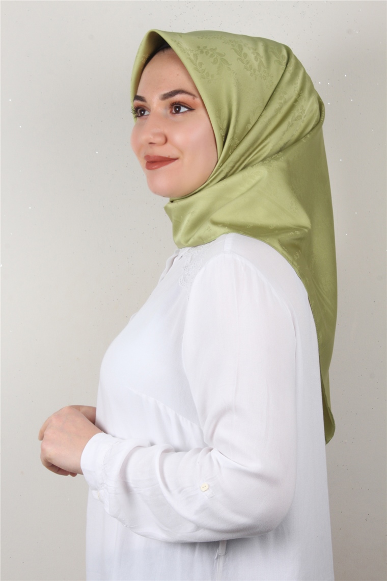 Jakarlı İpeksi Eşarp 3089-1 Fıstık Yeşili