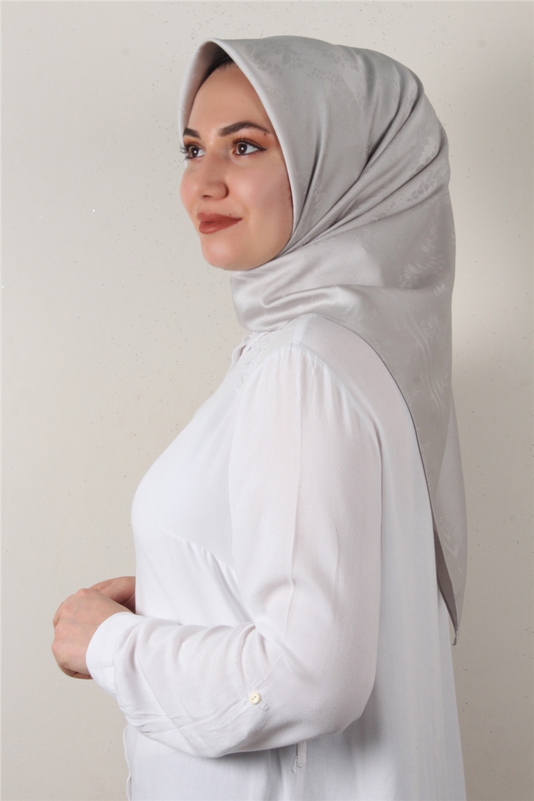 Jakarlı İpeksi Eşarp 3089-13 Gri