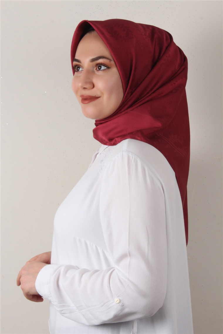 Jakarlı İpeksi Eşarp 3089-14 Bordo