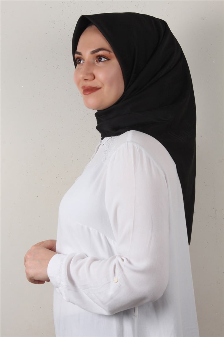 Jakarlı İpeksi Eşarp 3089-16 Siyah