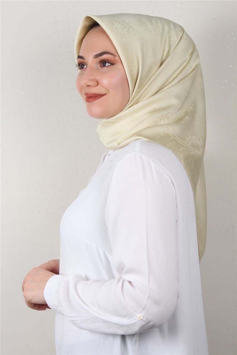 Jakarlı İpeksi Eşarp 3089-7 Fil Dişi Rengi