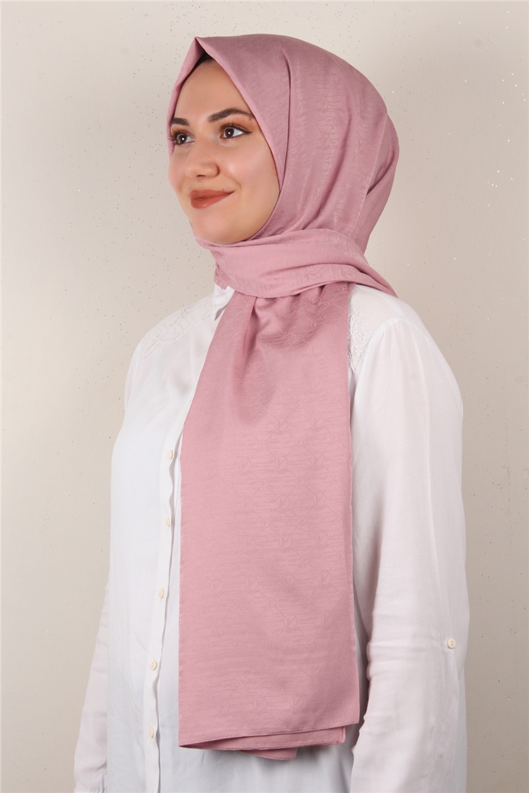 Jakarlı İpeksi Şal 8084-11 Koyu Pudra