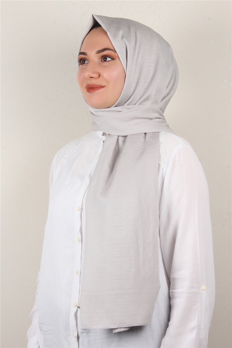 Jakarlı İpeksi Şal 8084-13 Gri