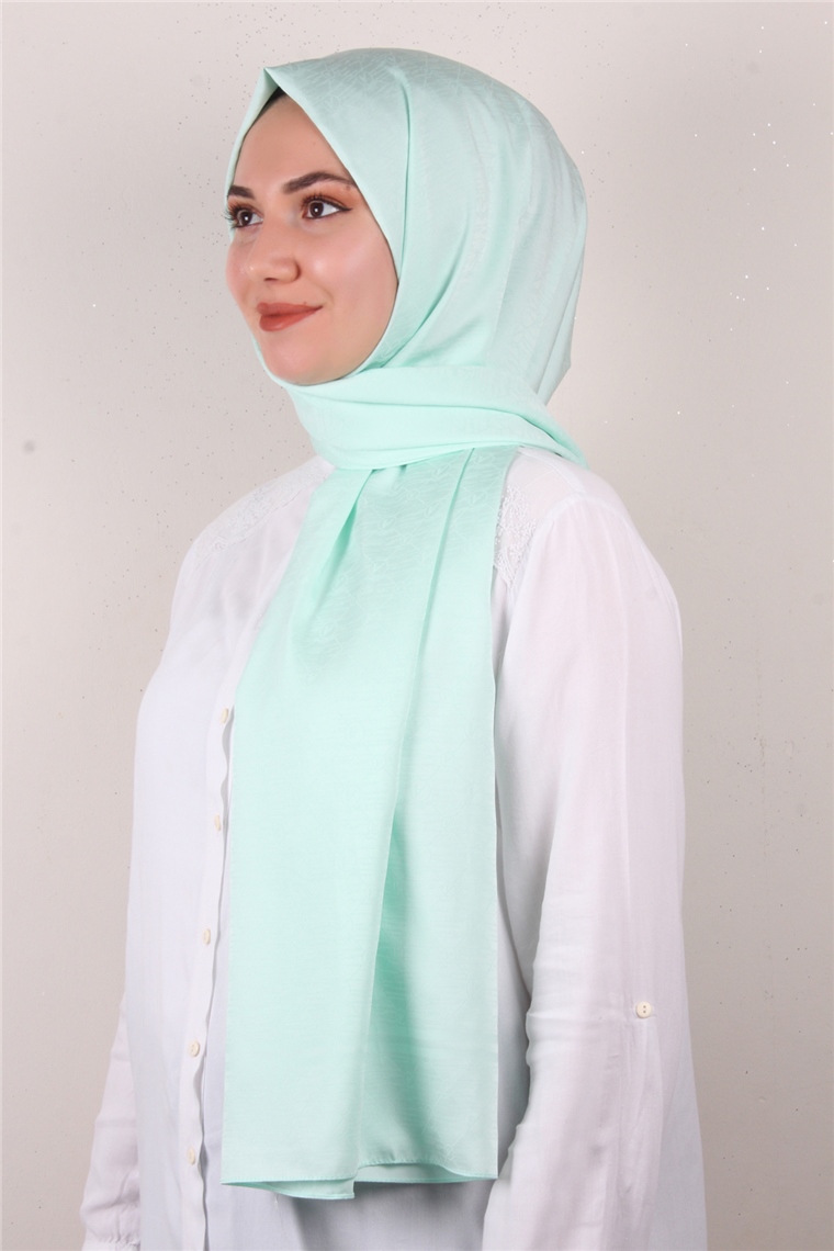 Jakarlı İpeksi Şal 8084-15 Su Yeşili