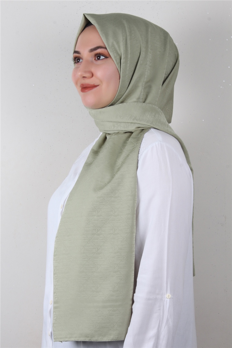 Jakarlı İpeksi Şal 8084-19 Mint Yeşili