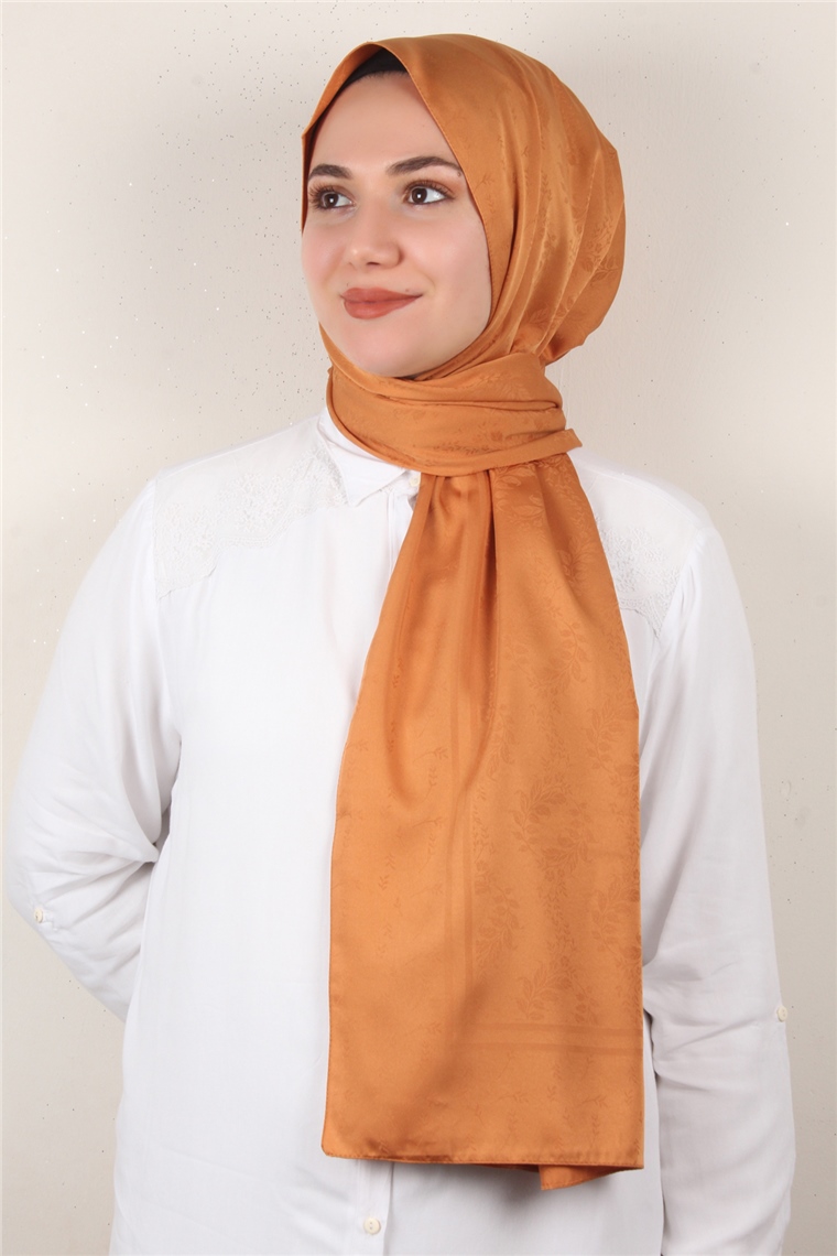Jakarlı İpeksi Şal 8085-12 Tarçın